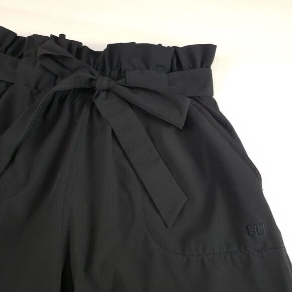 Albion Bow Belt Ankle Pant Womens XS Black Paper Bag Waist Pull On Nylon Stretch - Picture 5 of 13